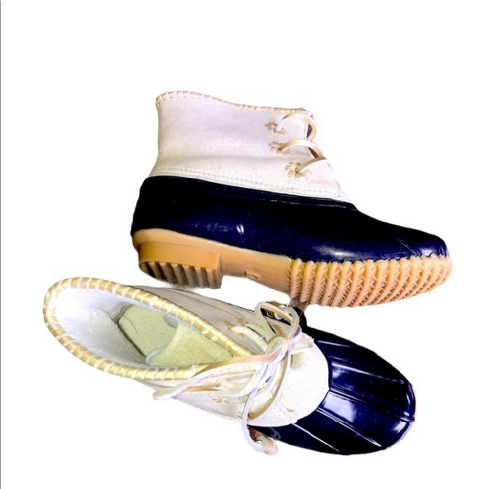 Jack Rogers Chloe Duck Boot Navy‎ Metallic 7 EEUC